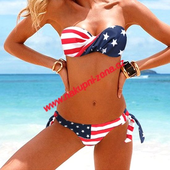 Dámské dvoudílné plavky - bikiny - opalovačky - vzor americká vlajka - Kliknutím na obrázek zavřete