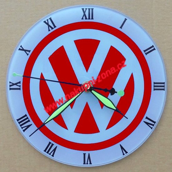 Hodiny VOLKSWAGEN červený - Kliknutím na obrázek zavřete