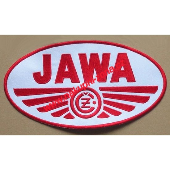 Vyšívaná nášivka JAWA ČZ 23 x 12,5 cm - Kliknutím na obrázek zavřete