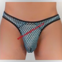 Pánská tanga perforované modré - pánské slipy