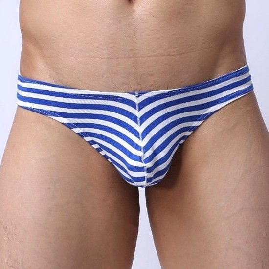 Pánské tanga pruhované modro-bílé - pánské spodní prádlo - Kliknutím na obrázek zavřete