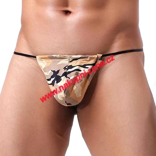 Pánská mini tanga T-Back maskovací béžové - Kliknutím na obrázek zavřete