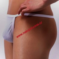 Pánské tanga perforované bílé - pánské spodní prádlo