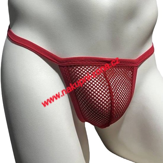 Pánská tanga T-Back síťované červené - Kliknutím na obrázek zavřete