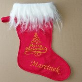 Vánoční mikulášská punčocha Merry Christmas s výšivkou jména červená Vánoční mikulášská punčocha Merry Christmas s výšivkou jména červená