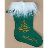 Vánoční mikulášská punčocha Merry Christmas s výšivkou jména zelená Vánoční mikulášská punčocha Merry Christmas s výšivkou jména zelená