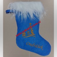 Vánoční mikulášská punčocha Stromeček s výšivkou jména modrá Vánoční mikulášská punčocha Stromeček s výšivkou jména modrá